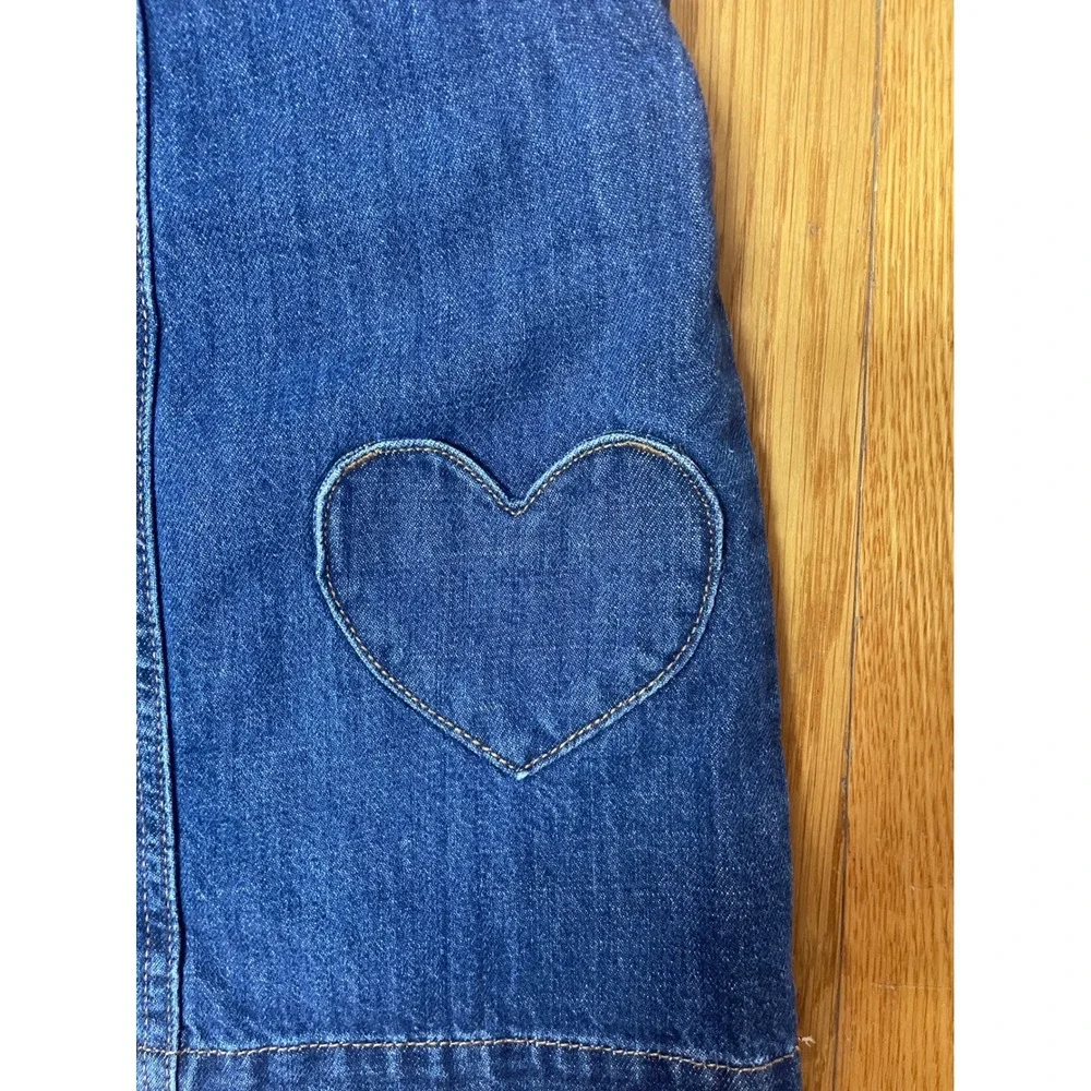 Old Navy Kids Denim Jumper Dress Medium Wash Heart Pockets Blue 2T